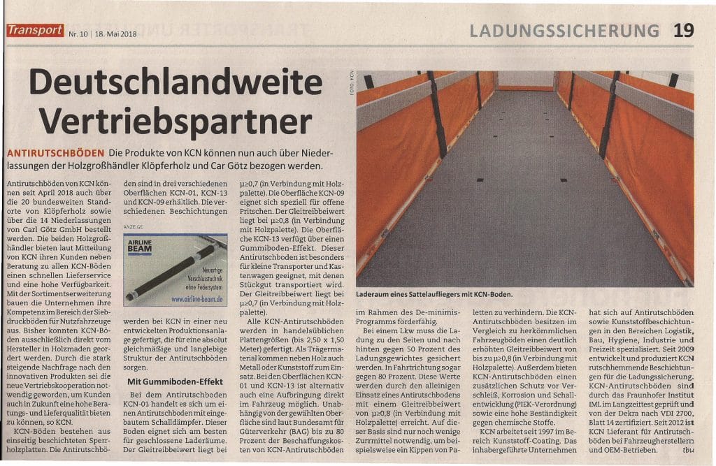 Presseartikel Zusammenarbeit Klöpferholz GmbH und Carl Götz GmbH
