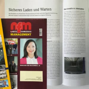 nfm-Magazin Jan 2023 Titel und Innenseite "Sicheres Laden und Warten"
